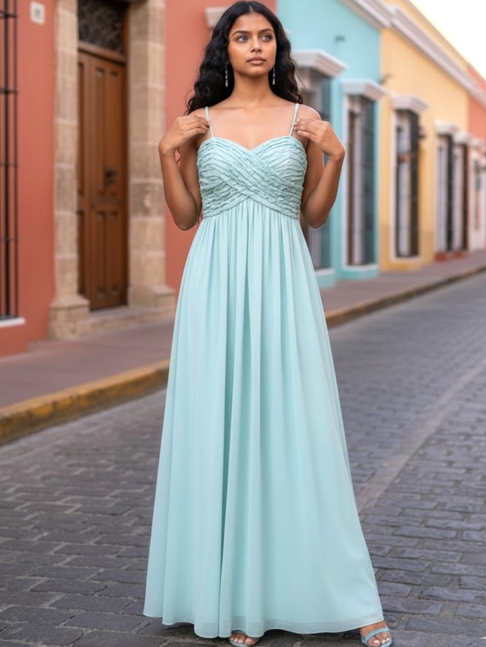 Camille La Vie elegant textured chiffon dress 0